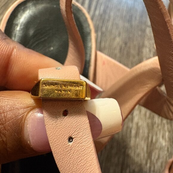 Saint Laurent Tribute Platform Sandals Blush Nude Pink Leather 315490 Size 38.5 - Picture 5 of 12